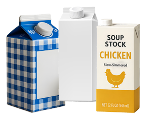 milk carton and chicken stock carton