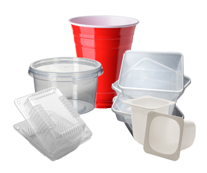 empty plastic cup containers and yogurt cups