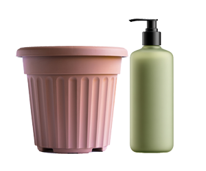 plant pot and a pump bottle